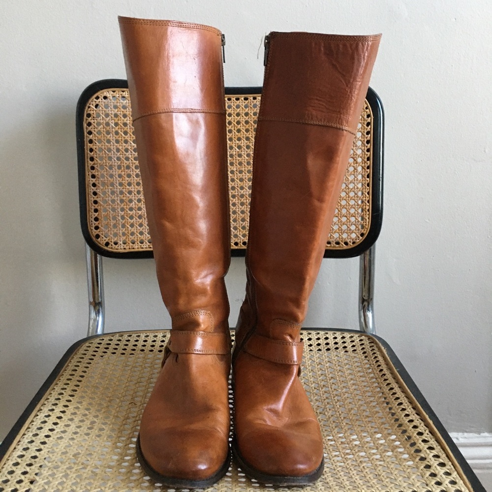 Frye tall boots in cognac